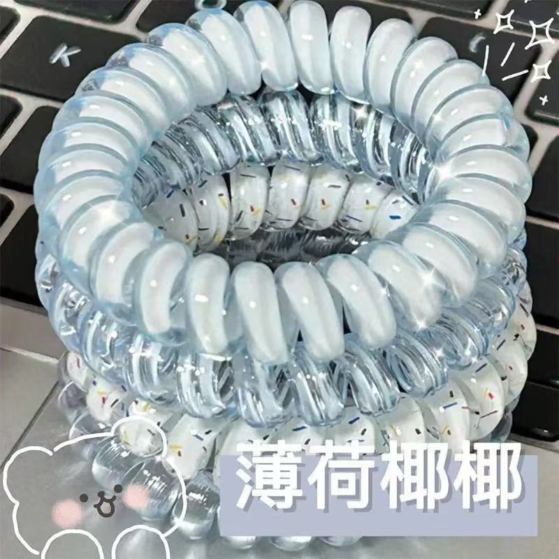 Korean Girl's High-Quality Grape Coconut Polka Dot Phone Cord Hair Tie Summer Fresh and Versatile Headband Seamless Rubber Band - image 4