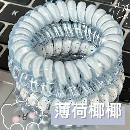 Korean Girl's High-Quality Grape Coconut Polka Dot Phone Cord Hair Tie Summer Fresh and Versatile Headband Seamless Rubber Band - image 4