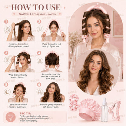 Cross-border Amazon Satin Tie-dye Lazy No-heat Curler Artifact for Women No-hurt Hair Hairdresser Cotton Curling Rod - image 3