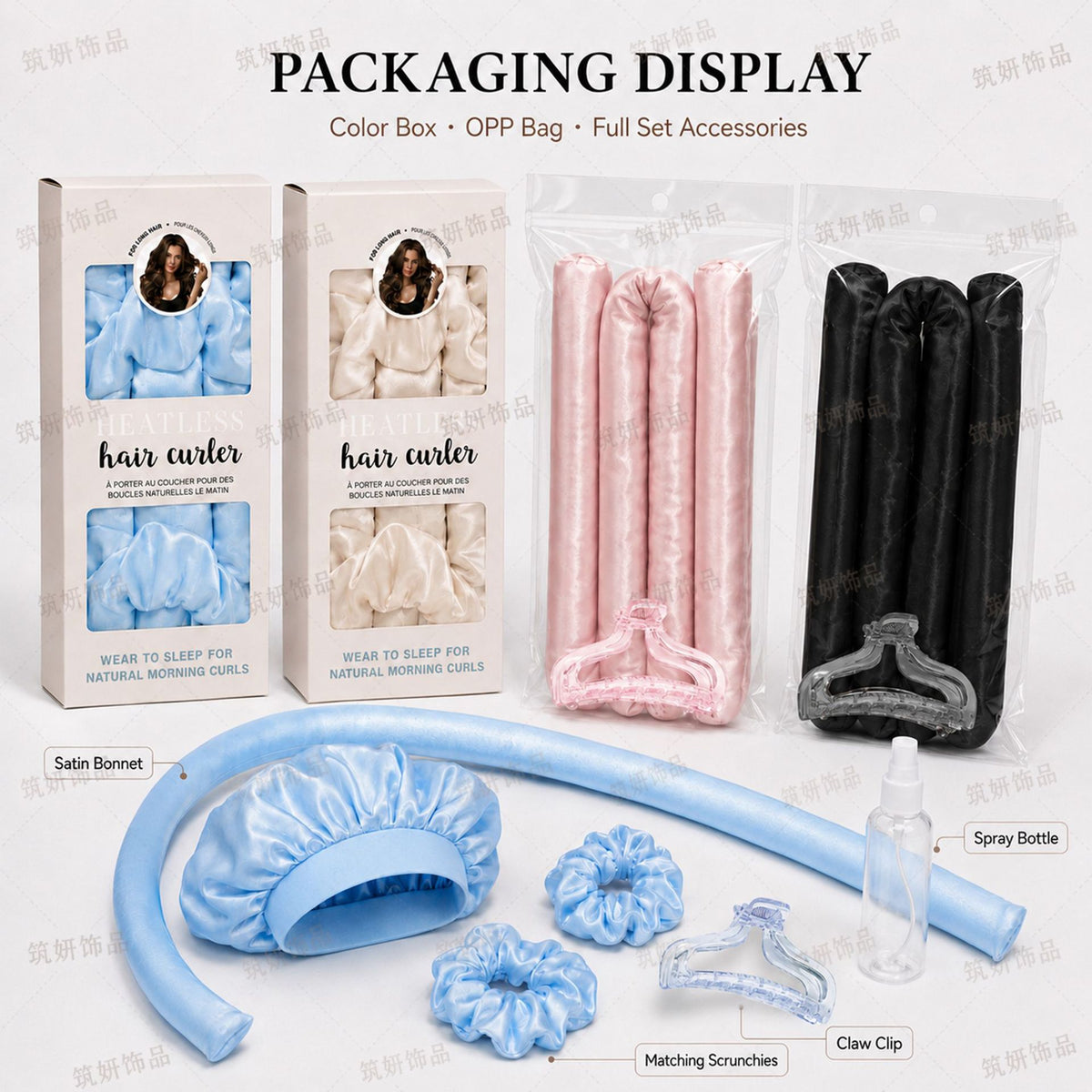 Cross-border Amazon Satin Tie-dye Lazy No-heat Curler Artifact for Women No-hurt Hair Hairdresser Cotton Curling Rod - image 5