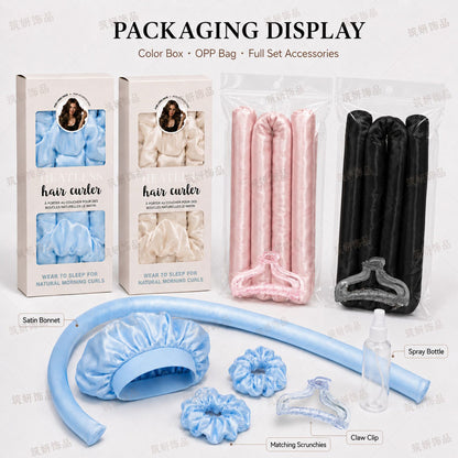 Cross-border Amazon Satin Tie-dye Lazy No-heat Curler Artifact for Women No-hurt Hair Hairdresser Cotton Curling Rod - image 5