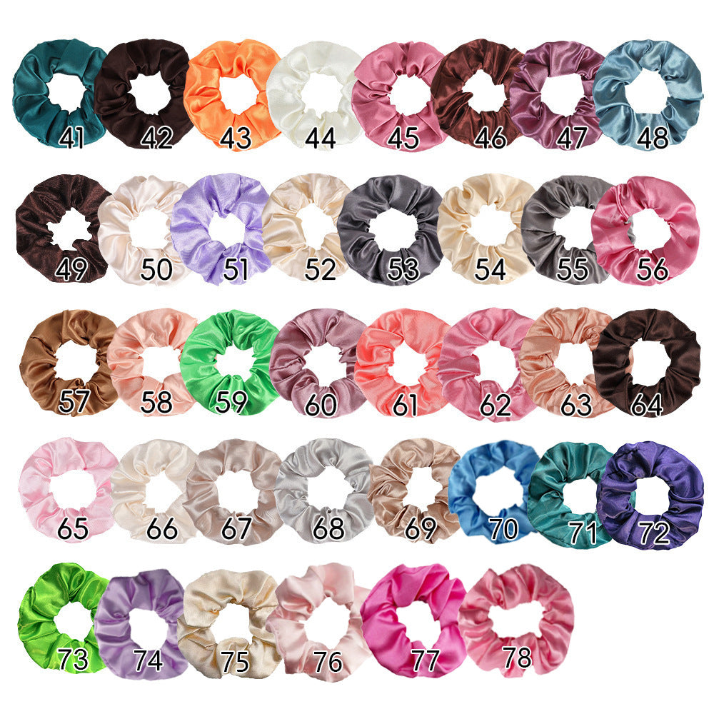 Cross-Border European and American Scrunchies in 70 Colors, Shiny Satin Hair Ties, Simple Solid Color Satin Hair Ties, High Ponytail Hair Ties for Women - image 2