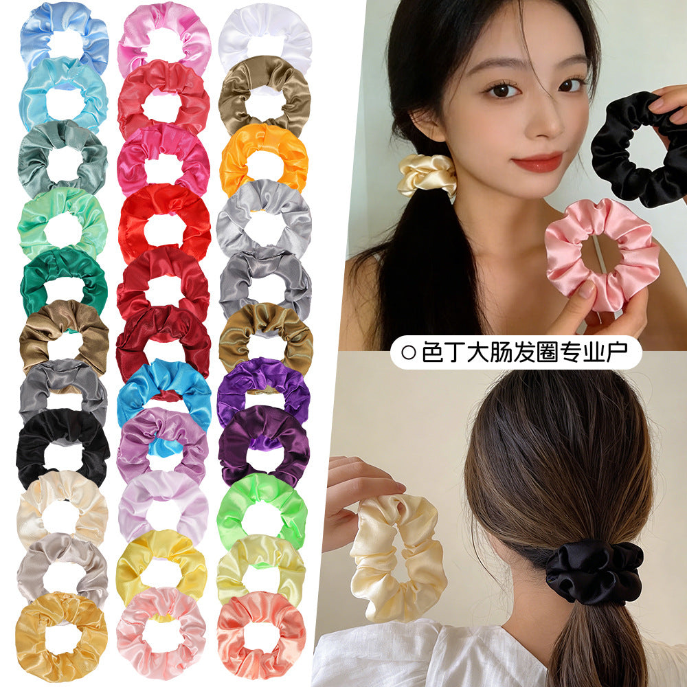 Cross-Border European and American Scrunchies in 70 Colors, Shiny Satin Hair Ties, Simple Solid Color Satin Hair Ties, High Ponytail Hair Ties for Women - image 4