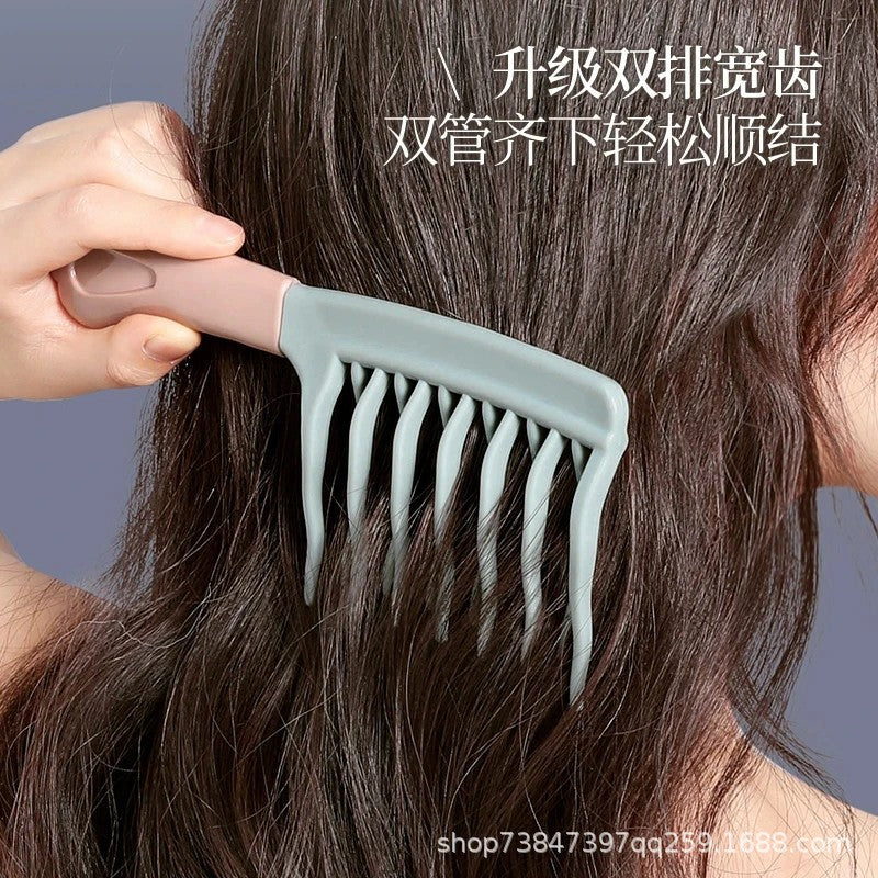 [TikTok Explosions] Double-row Wave Teeth Hair Comb Handle Scalp Massage Comb Fluffy Air Cushion Comb Hair Comb - image 3