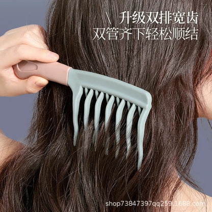 [TikTok Explosions] Double-row Wave Teeth Hair Comb Handle Scalp Massage Comb Fluffy Air Cushion Comb Hair Comb - image 3