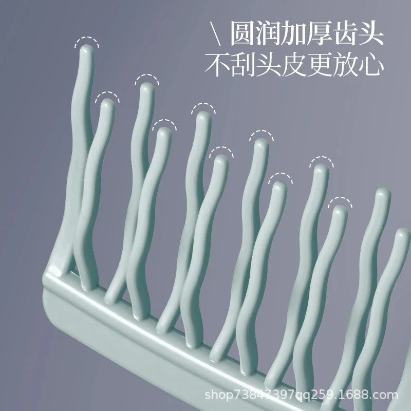 [TikTok Explosions] Double-row Wave Teeth Hair Comb Handle Scalp Massage Comb Fluffy Air Cushion Comb Hair Comb - image 4