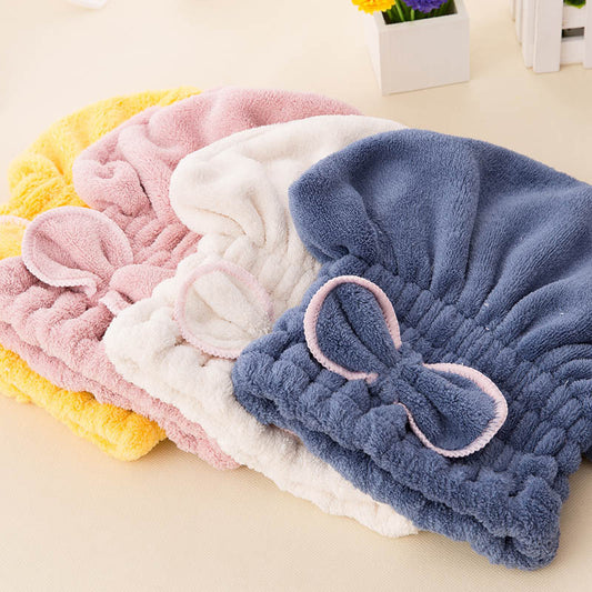 New Style Hair Dried Hat Cute Korean Style Absorbent Hair Dried Towel Bath Cap Microfiber Coral Fleece Thickened Princess Cap - image 1