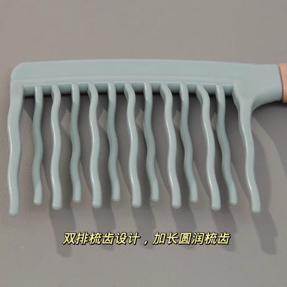 Double-Row Large-Tooth Comb for Men and Women, Rib Comb, Scalp Massage Comb, Curly Hair Styling Comb, Wool Curls, One Piece Batch - image 3