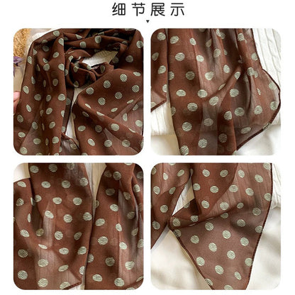 Black Poll Dot Scarf Neck Hair Band High-end 2025 New Long Scarf Spring and Summer Thin Decorative Ribbon for Women - image 2