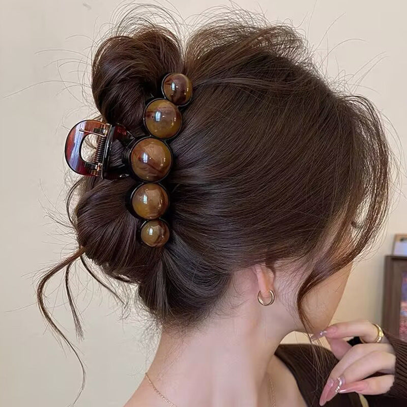 Advanced Feeling Bead Hair Grab Clip Simple Large Shark Clip Women's 2025 New Back Head Clip Hairpin Hair Accessories - image 1