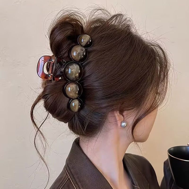 Advanced Feeling Bead Hair Grab Clip Simple Large Shark Clip Women's 2025 New Back Head Clip Hairpin Hair Accessories - image 2