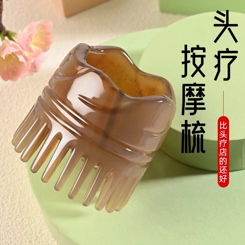 Horn Comb Head Meridian Comb Combing Scalp Massage Comb Head Therapy Round Ware Day Hair Care Brush - image 1