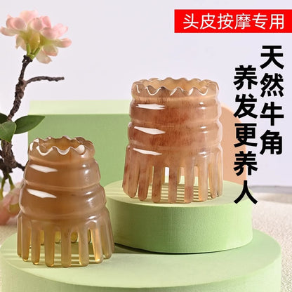 Horn Comb Head Meridian Comb Combing Scalp Massage Comb Head Therapy Round Ware Day Hair Care Brush - image 3