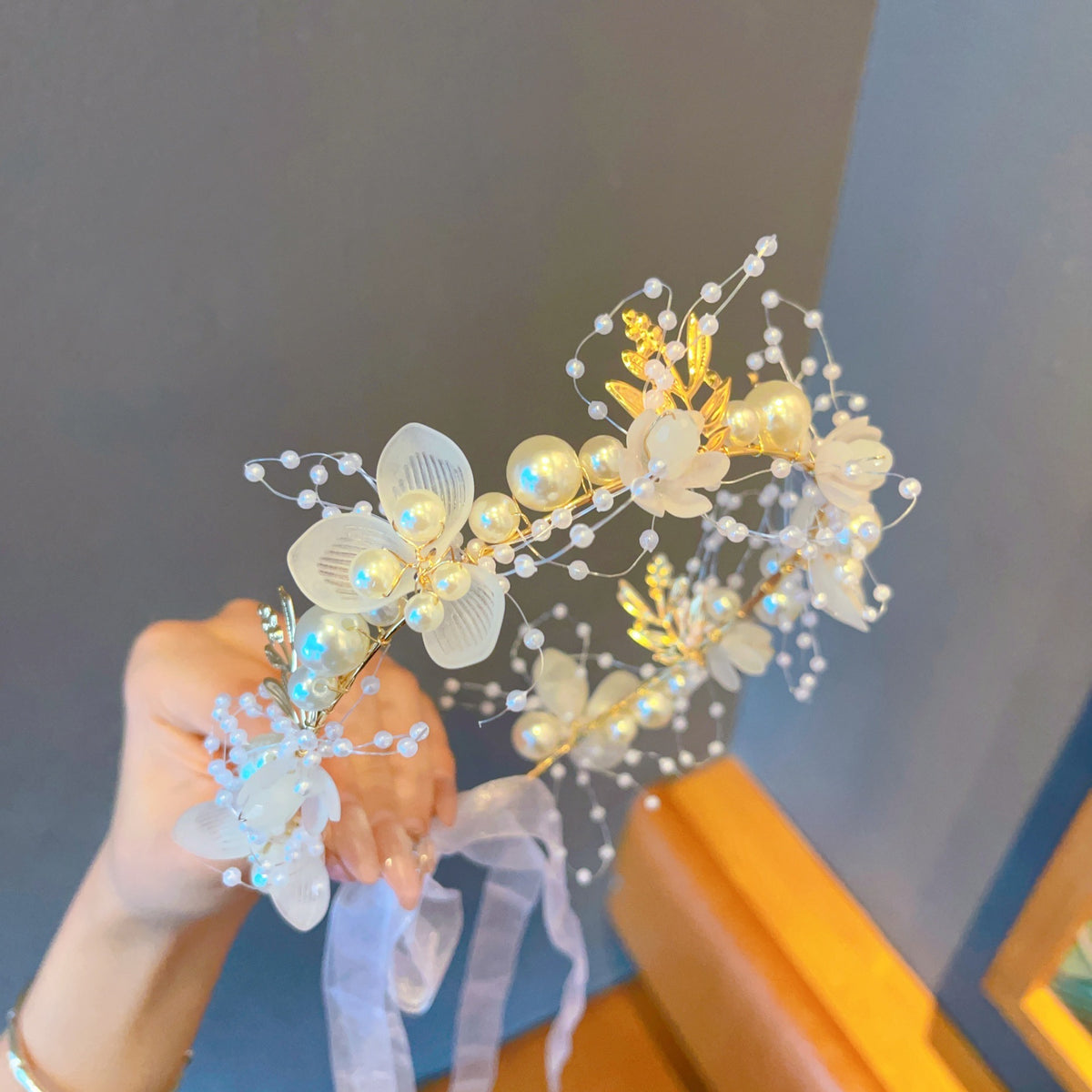 Children's Garland Princess Hair Accessories Super Fairy Girl Flower Pearl Streamer Headdress Sweet Flower Girl Snowflake Popular Hair Hoop - image 2
