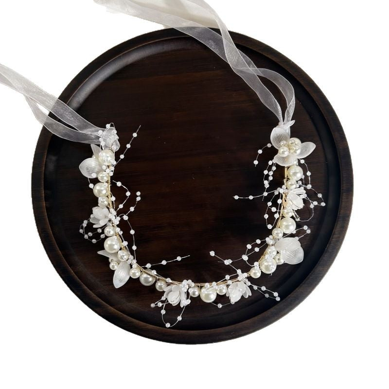 Children's Garland Princess Hair Accessories Super Fairy Girl Flower Pearl Streamer Headdress Sweet Flower Girl Snowflake Popular Hair Hoop - image 5