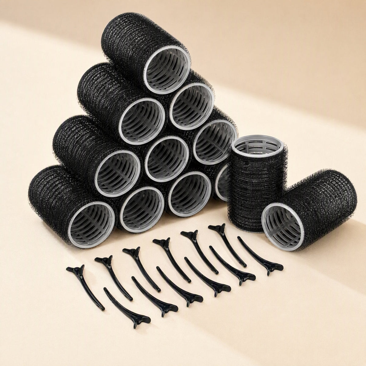Nylon self-adhesive hair rollers, 4 cm diameter, specified with 12 rollers and 12 clips - view 4