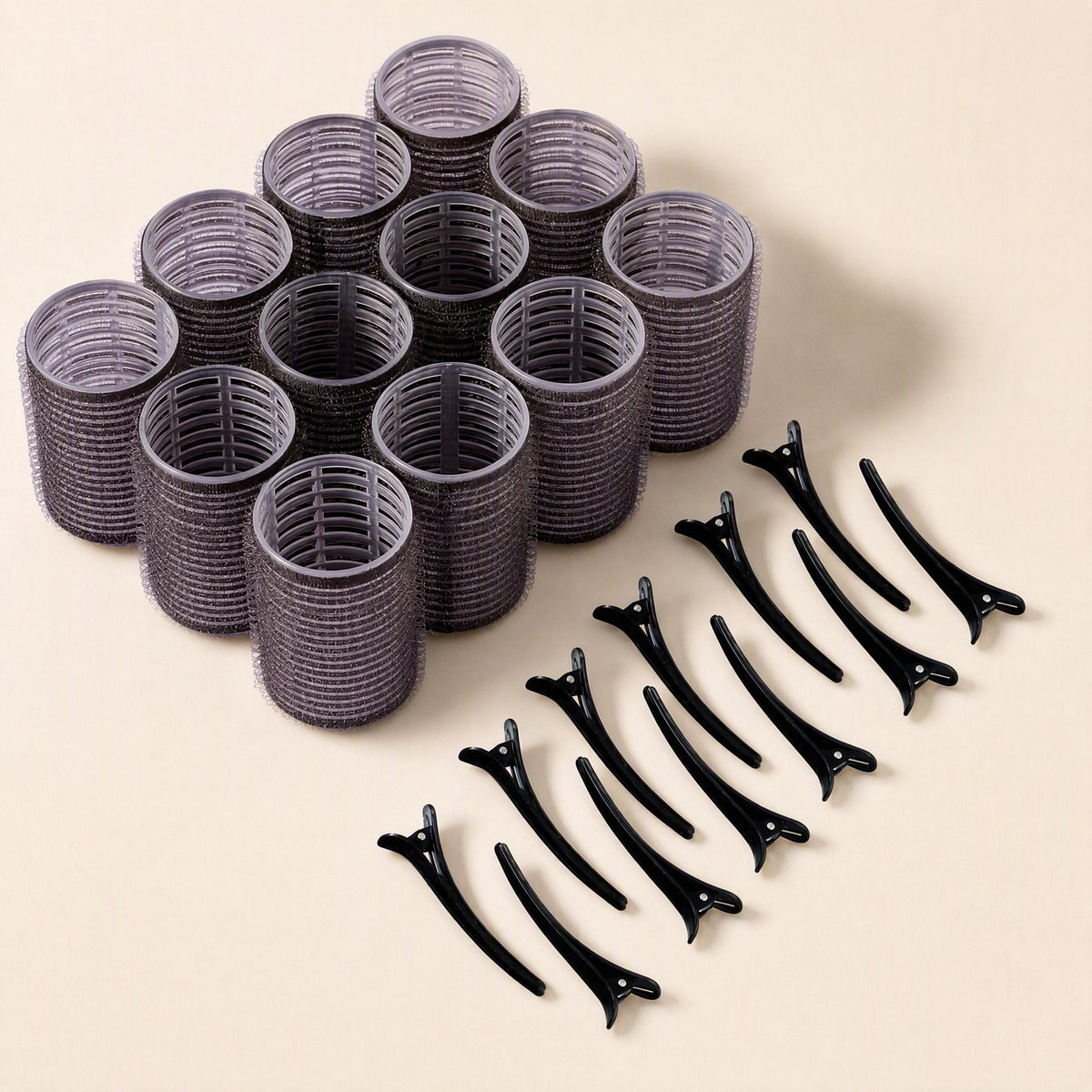 Nylon self-adhesive hair rollers, 4 cm diameter, specified with 12 rollers and 12 clips - view 5