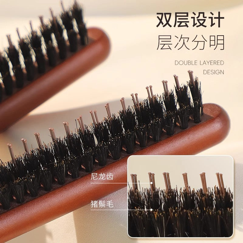 [Net Celebrity Explosions] Pig Mane Three Rows Wooden Combs Narrow Teeth Combs Hairdressing Hair Combs Styling Makeup Combs Pointed Tail Combs - image 3