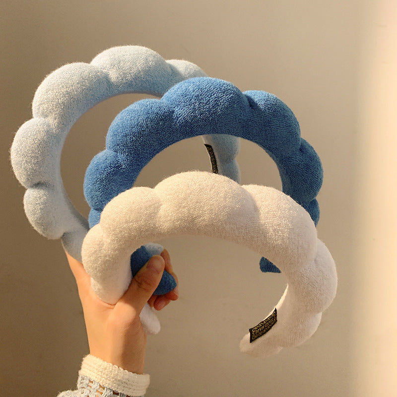 French Blue Cloud Hair Hoop Women's High Cranial Top Wide Side Wash Face Pressure Hair Presse Hair Hoop Internet Popular 2023 Autumn and Winter New Style - image 1