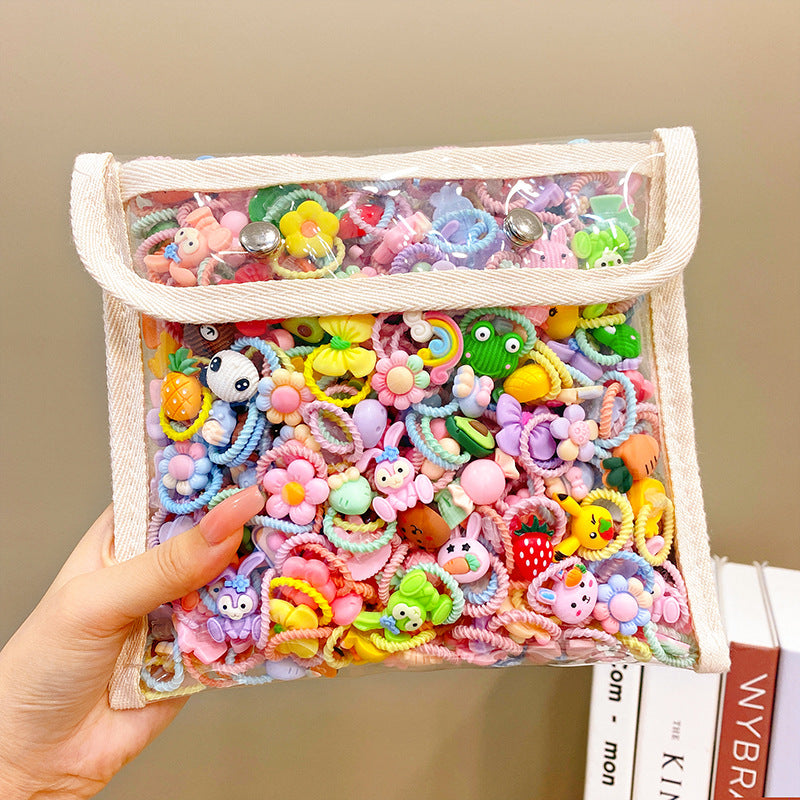 Korean Style Baby Hair Accessories Cartoon Cute Super Cute small size No Hair Injury Rubber Tendon Children's Little Girl's Head Rope Candy Hair Loop - image 1
