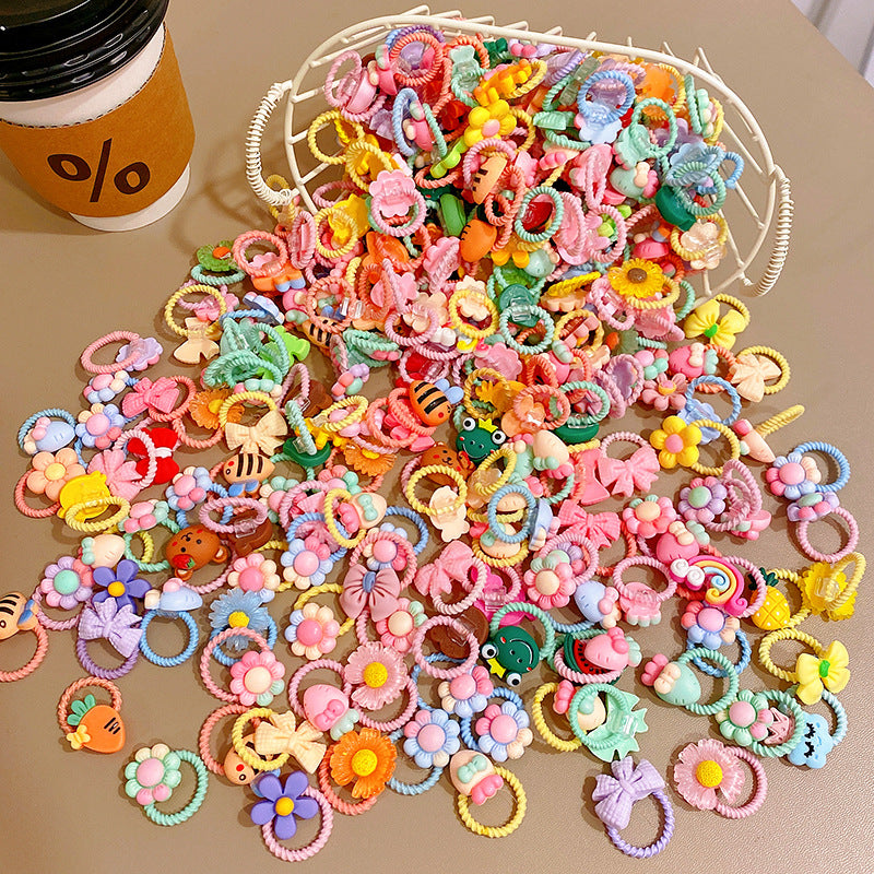 Korean Style Baby Hair Accessories Cartoon Cute Super Cute small size No Hair Injury Rubber Tendon Children's Little Girl's Head Rope Candy Hair Loop - image 2