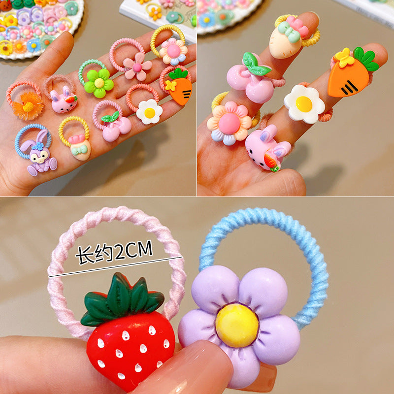 Korean Style Baby Hair Accessories Cartoon Cute Super Cute small size No Hair Injury Rubber Tendon Children's Little Girl's Head Rope Candy Hair Loop - image 4