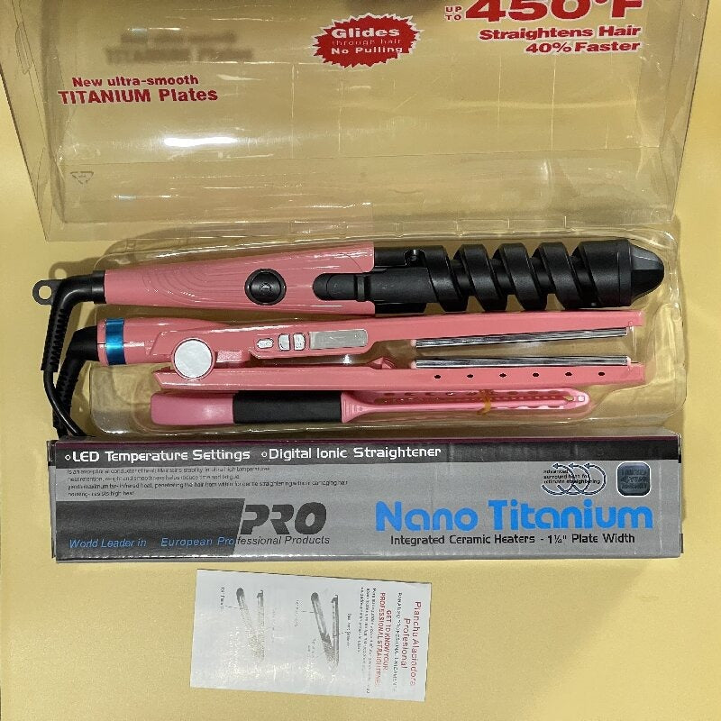 Cross-border three-in-one spiral curling iron comb automatic curling iron straight hair electric splint bangs hair perm suit - image 4