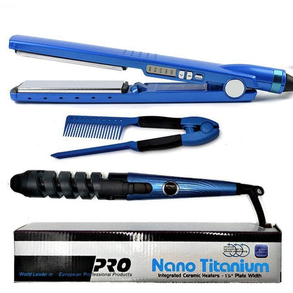 Cross-border three-in-one spiral curling iron comb automatic curling iron straight hair electric splint bangs hair perm suit - image 5