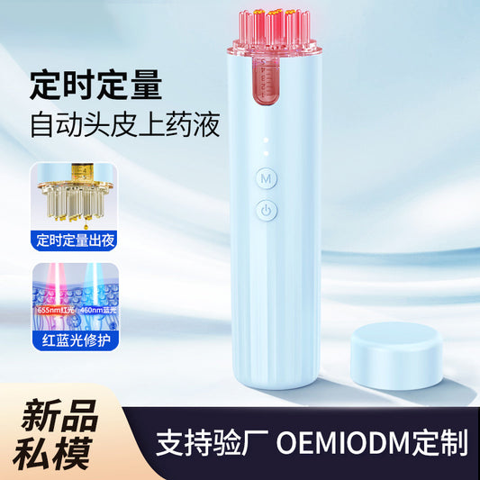 Wholesale electric scalp applicator head massage red and blue light hair growth foam automatic medicine guide comb - image 1