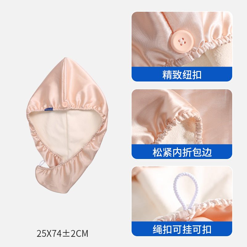 Premium Double-Layer Satin Hair Drying Cap for Women, Type A, Thickened, Highly Absorbent, High-End Luxury Bath Cap, No Need to Blow Dry, Hair Wrap Towel - image 2