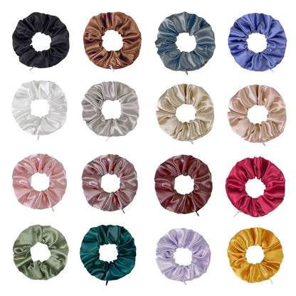 Cross-Border Popular Solid Color Silk Satin Zipper Scrunchie Glossy Fabric Invisible Zipper Scrunchie Hair Accessory - image 1