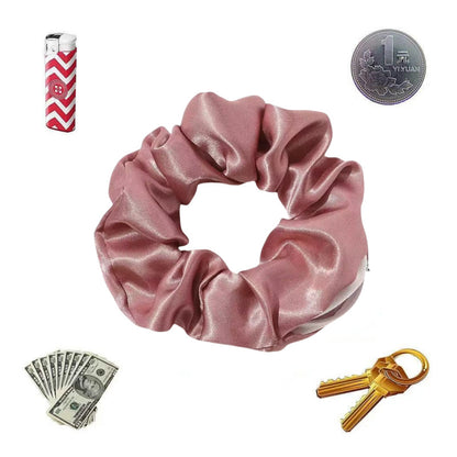 Cross-Border Popular Solid Color Silk Satin Zipper Scrunchie Glossy Fabric Invisible Zipper Scrunchie Hair Accessory - image 2