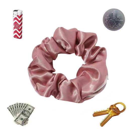 Cross-Border Popular Solid Color Silk Satin Zipper Scrunchie Glossy Fabric Invisible Zipper Scrunchie Hair Accessory - image 2
