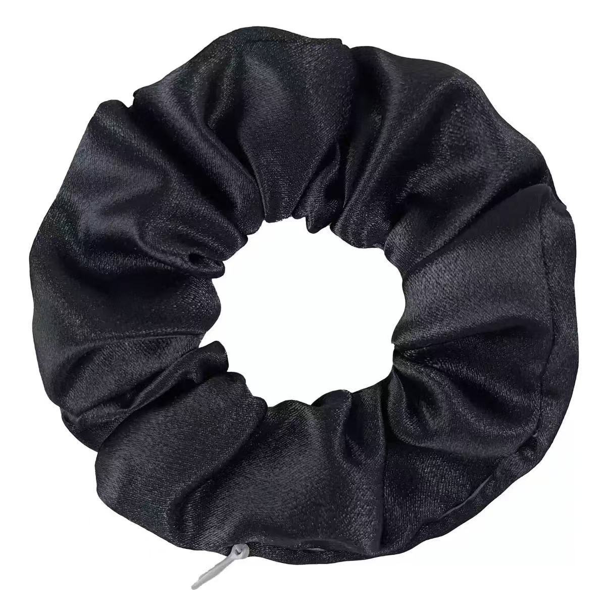Cross-Border Popular Solid Color Silk Satin Zipper Scrunchie Glossy Fabric Invisible Zipper Scrunchie Hair Accessory - image 5