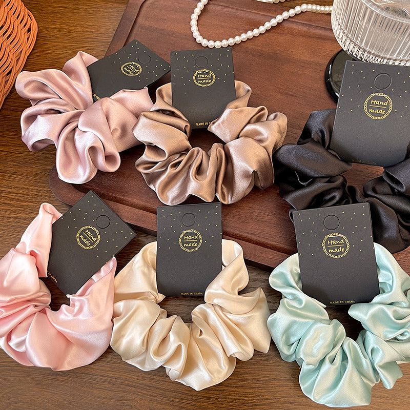 French Premium 13CM Colorectal Hair Ring 2025 New Solid Color Satin Classic Hair Ring Headwear Hair Accessories for Women - image 3