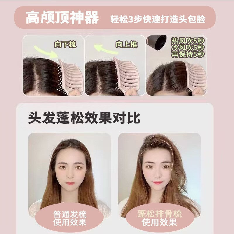 Macaron Rib Comb, Scalp Massage Comb, Fluffy Comb, Curly Hair Styling Comb, Curved Nine-Row Large Curved Comb Wholesale - image 2
