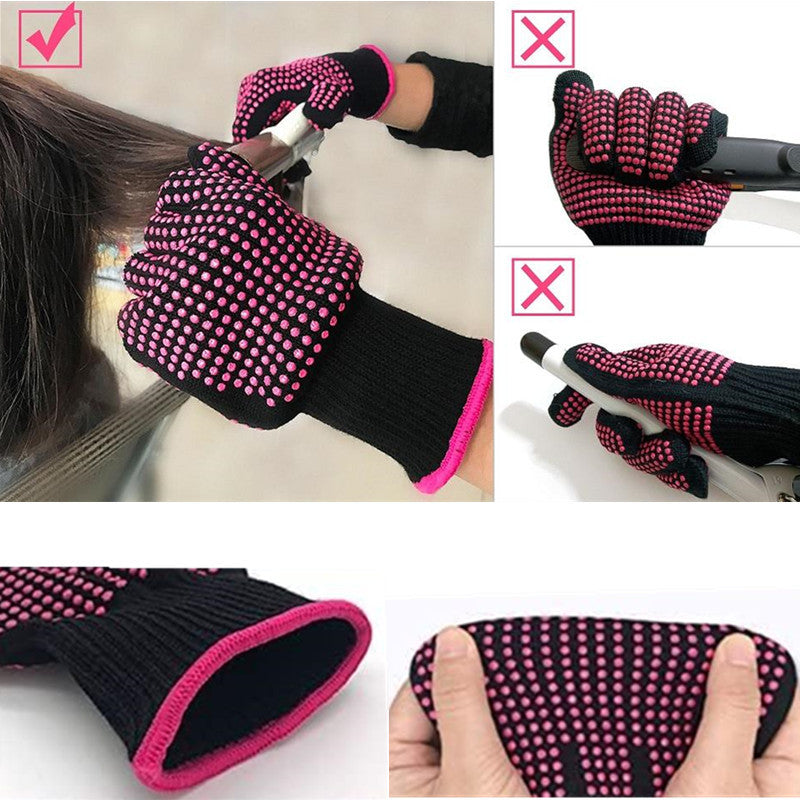 Hairdressing Silicone Dot Beads Heat-Insulating Anti-Scalding Gloves for Perm, Curling Iron, Curling Comb, Hair Straightener, Special Hair Straightening Comb - image 3