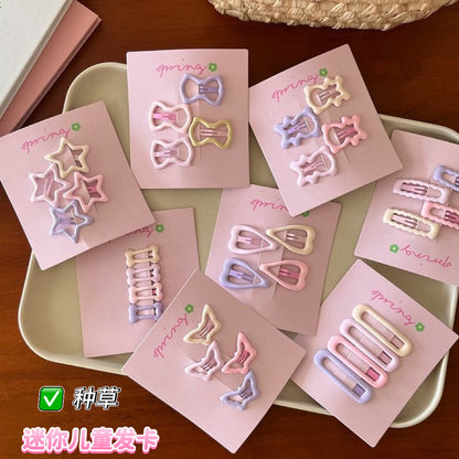 Cute Mini Bangs Hair Clip Set Forehead Side Clip Side Broken Hair Clip Girl Baby Small Clip Dripping Oil Bb Clip - image 1