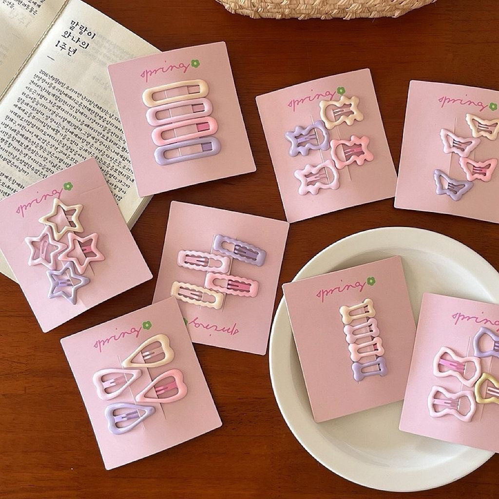 Cute Mini Bangs Hair Clip Set Forehead Side Clip Side Broken Hair Clip Girl Baby Small Clip Dripping Oil Bb Clip - image 2