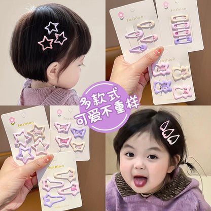 Cute Mini Bangs Hair Clip Set Forehead Side Clip Side Broken Hair Clip Girl Baby Small Clip Dripping Oil Bb Clip - image 3
