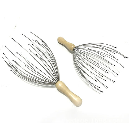 28-Claw 24-Claw Head Massager Wooden Handle Solid Wood Scalp Octopus Massage Head 12-Claw Wooden Handle Fixed Logo - image 2