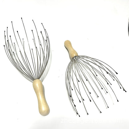 28-Claw 24-Claw Head Massager Wooden Handle Solid Wood Scalp Octopus Massage Head 12-Claw Wooden Handle Fixed Logo - image 3