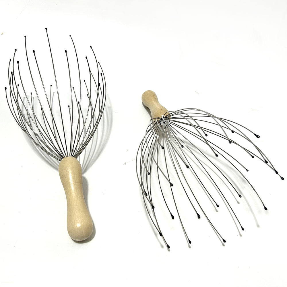 28-Claw 24-Claw Head Massager Wooden Handle Solid Wood Scalp Octopus Massage Head 12-Claw Wooden Handle Fixed Logo - image 4