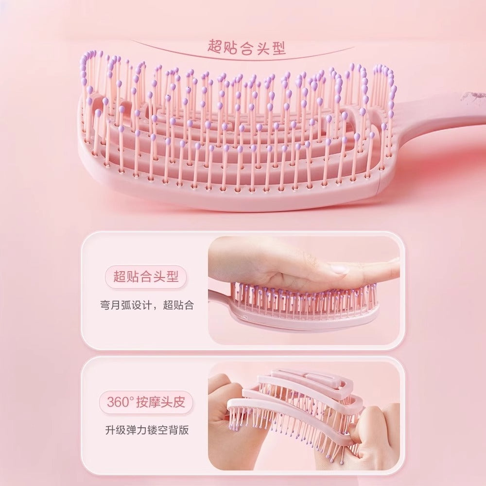 High-Volume Hair Comb for Fluffy Hair, Hollow-Out Large Curved Ribbed Wide-Tooth Comb, Massage Hair Cushion Comb - image 2