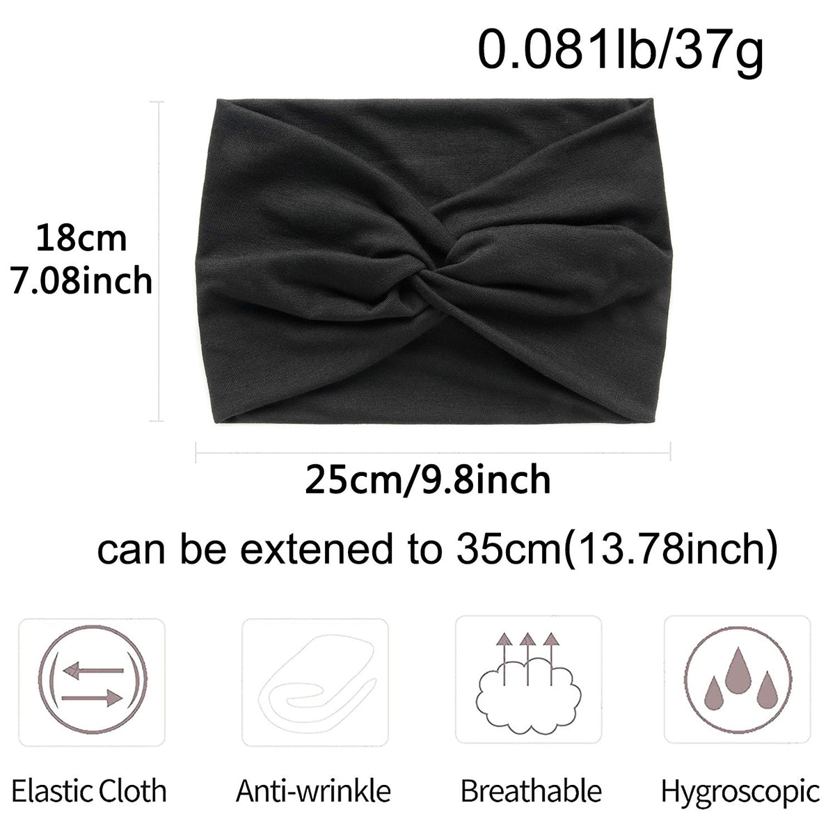 18cm Pure Color European and American Wide Version Cross Elastic Sports Headband Women's Yoga Antiperspirant Sweat-Absorbent Headband Hair Accessories Headscarf - image 1