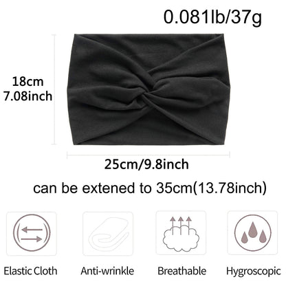 18cm Pure Color European and American Wide Version Cross Elastic Sports Headband Women's Yoga Antiperspirant Sweat-Absorbent Headband Hair Accessories Headscarf - image 1