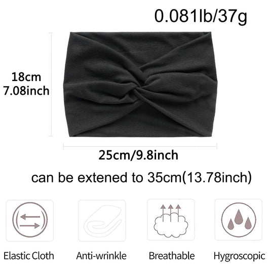 18cm Pure Color European and American Wide Version Cross Elastic Sports Headband Women's Yoga Antiperspirant Sweat-Absorbent Headband Hair Accessories Headscarf - image 1