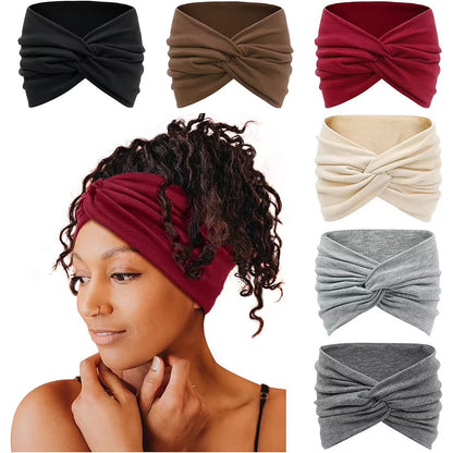 18cm Pure Color European and American Wide Version Cross Elastic Sports Headband Women's Yoga Antiperspirant Sweat-Absorbent Headband Hair Accessories Headscarf - image 2