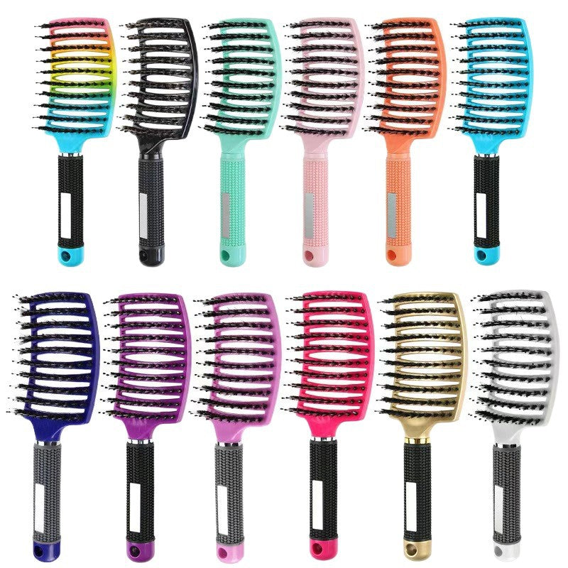 Large Curved Comb with Boar Bristles, Massage Comb, Hairdressing Comb, Curly Hair Styling Comb, Curved Arc-Shaped Smooth Hair Fluffy Large Rib Comb - image 5