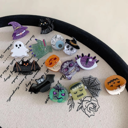 New Halloween Fun Small Clip Funny Ghost Pumpkin Black Bat Personalized Acrylic Hair Clip Hair Accessory - image 1